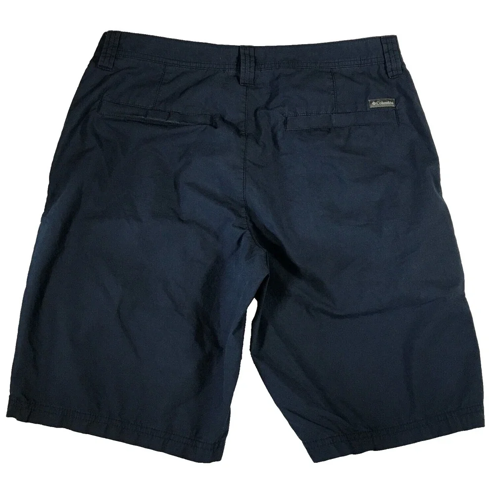 Columbia Mens Navy Blue Chino Hiking Shorts Size 32W 10L Outdoor Casual Cotton